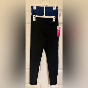 Kids Yogalicious 2 Pack Black and Blue Lined Leggings Size L